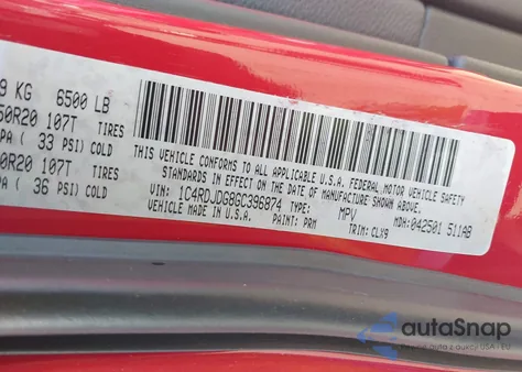 2016 Dodge Durango Limited из США, поврежденный, VIN 1C4RDJDG8GC396874